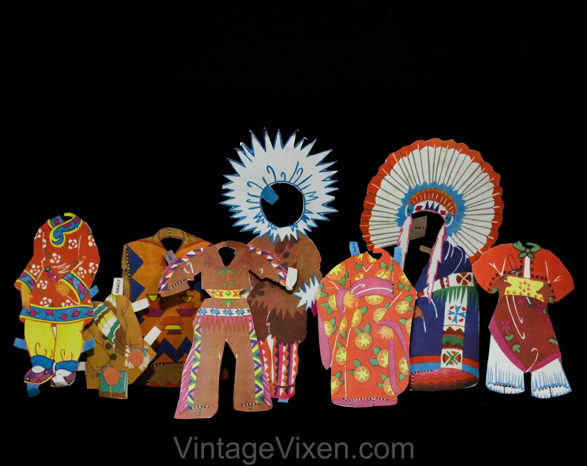 1930s 40s Paper Doll Large Lot - 66 Pcs - Babies Kids Boys Hollywood Girls - Inuit Native American Pirate Pilot Far East Kimono Costume