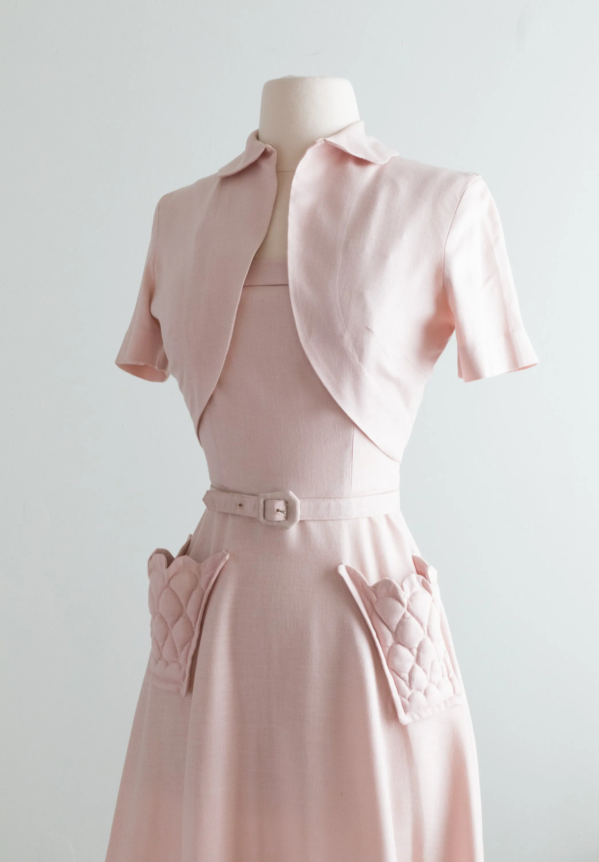 1940's Pink Pocket Envy Dress Set An Original Marlene in Salyna / XS