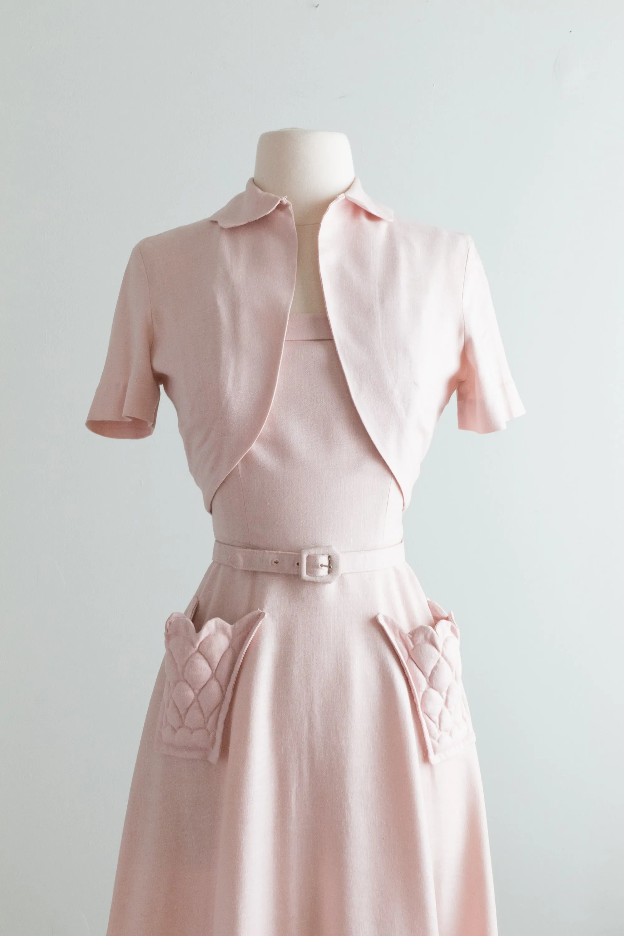 1940's Pink Pocket Envy Dress Set An Original Marlene in Salyna / XS