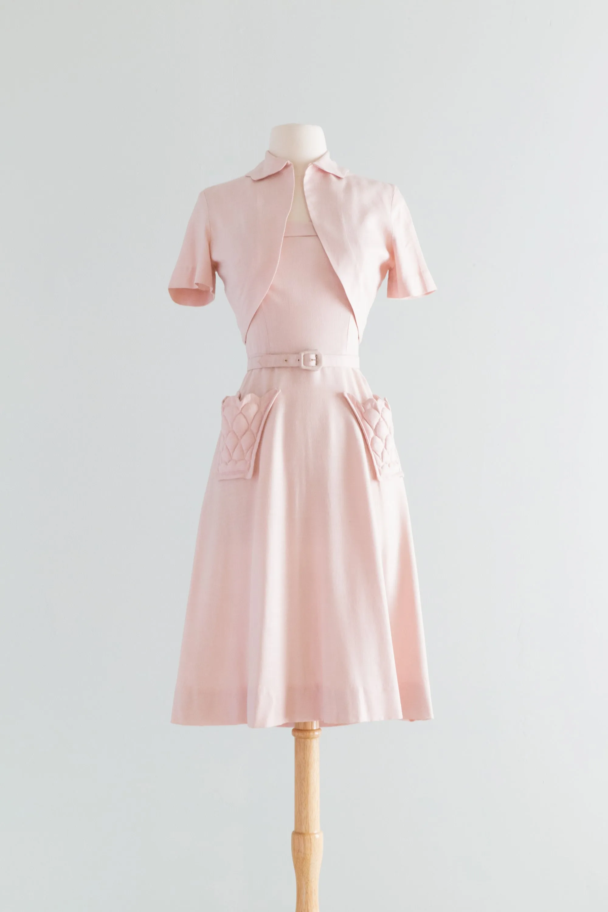 1940's Pink Pocket Envy Dress Set An Original Marlene in Salyna / XS
