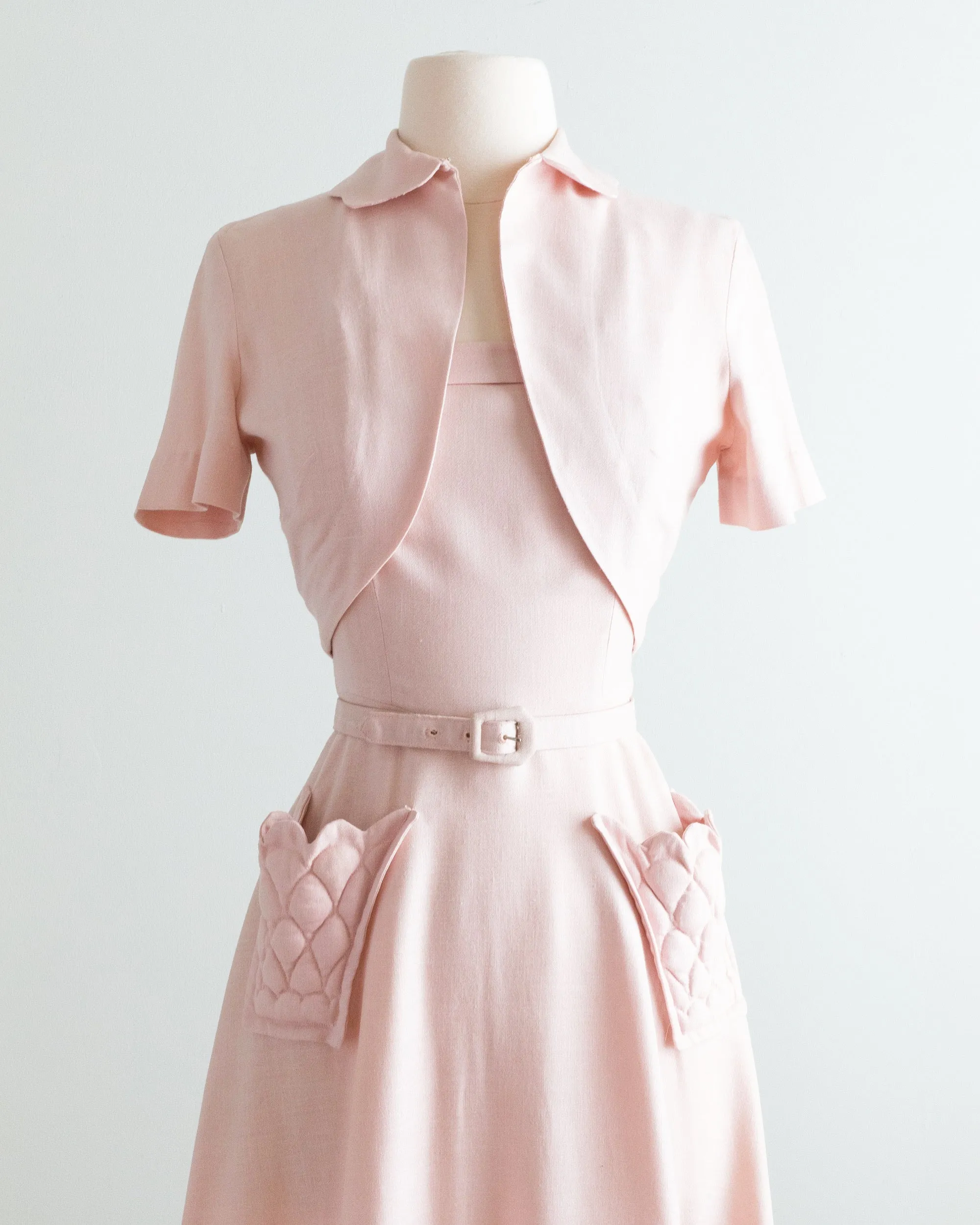 1940's Pink Pocket Envy Dress Set An Original Marlene in Salyna / XS