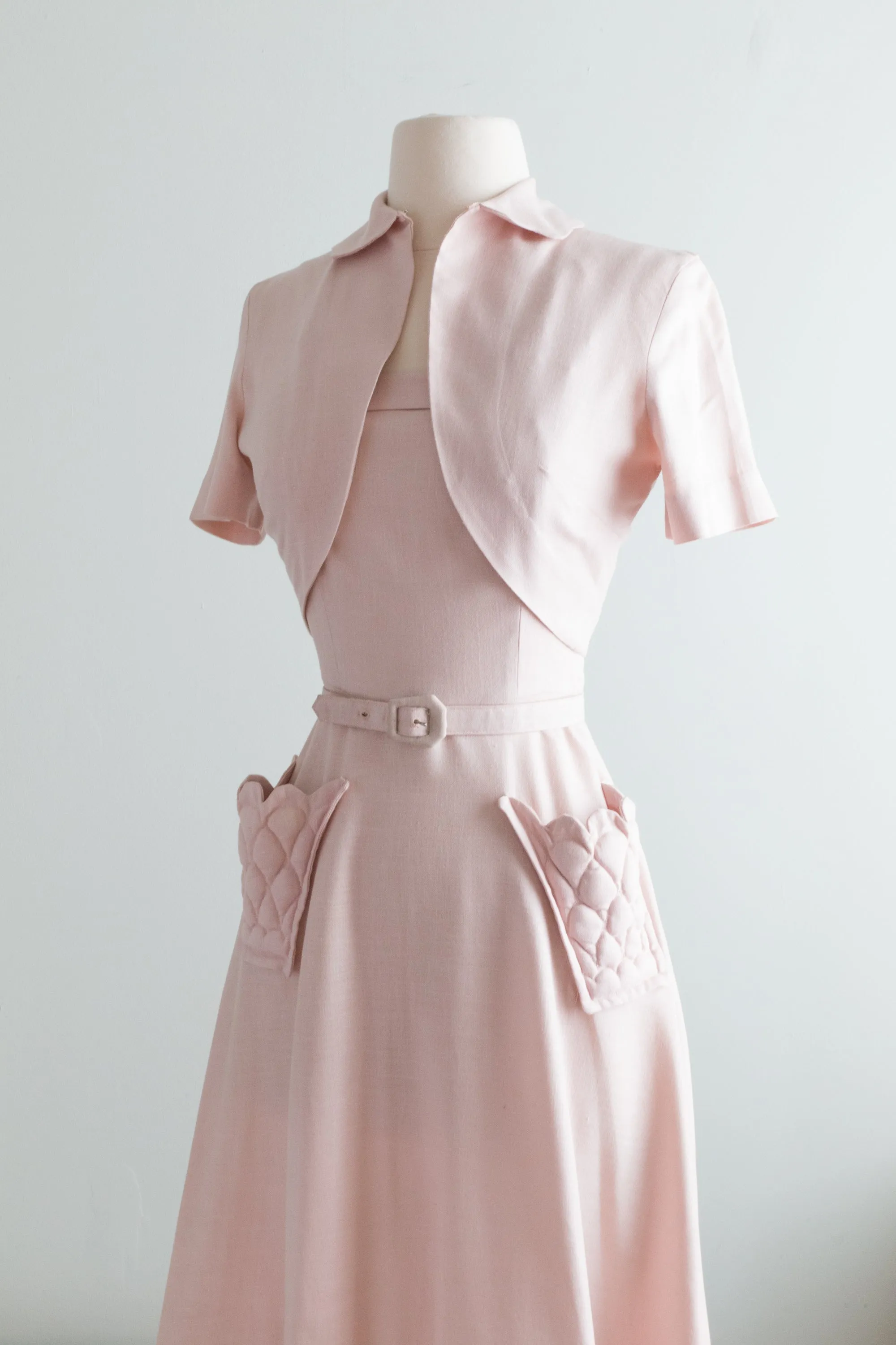 1940's Pink Pocket Envy Dress Set An Original Marlene in Salyna / XS