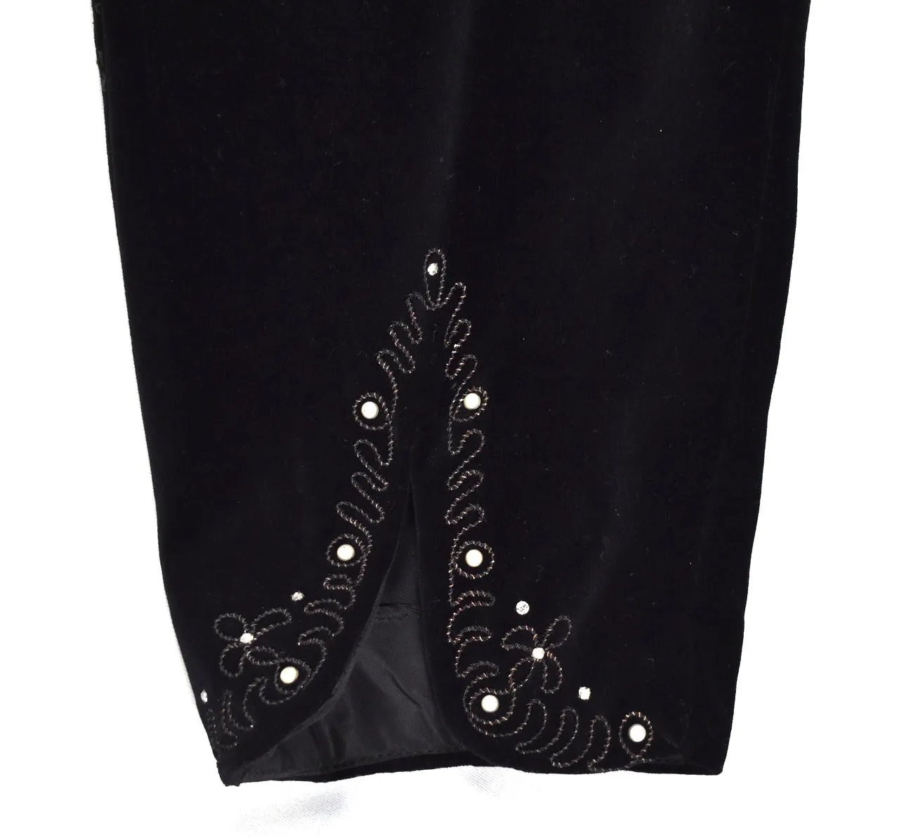 1950s Black Velvet Rhinestone Cha-Cha Capri Pants