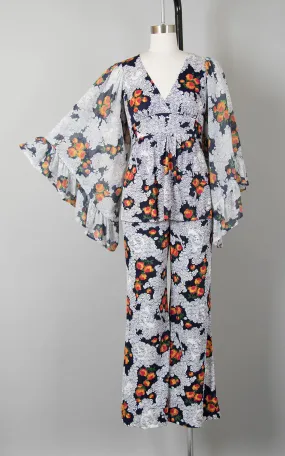 1970s Lady Novelty Print Angel Sleeve Set | x-small/small