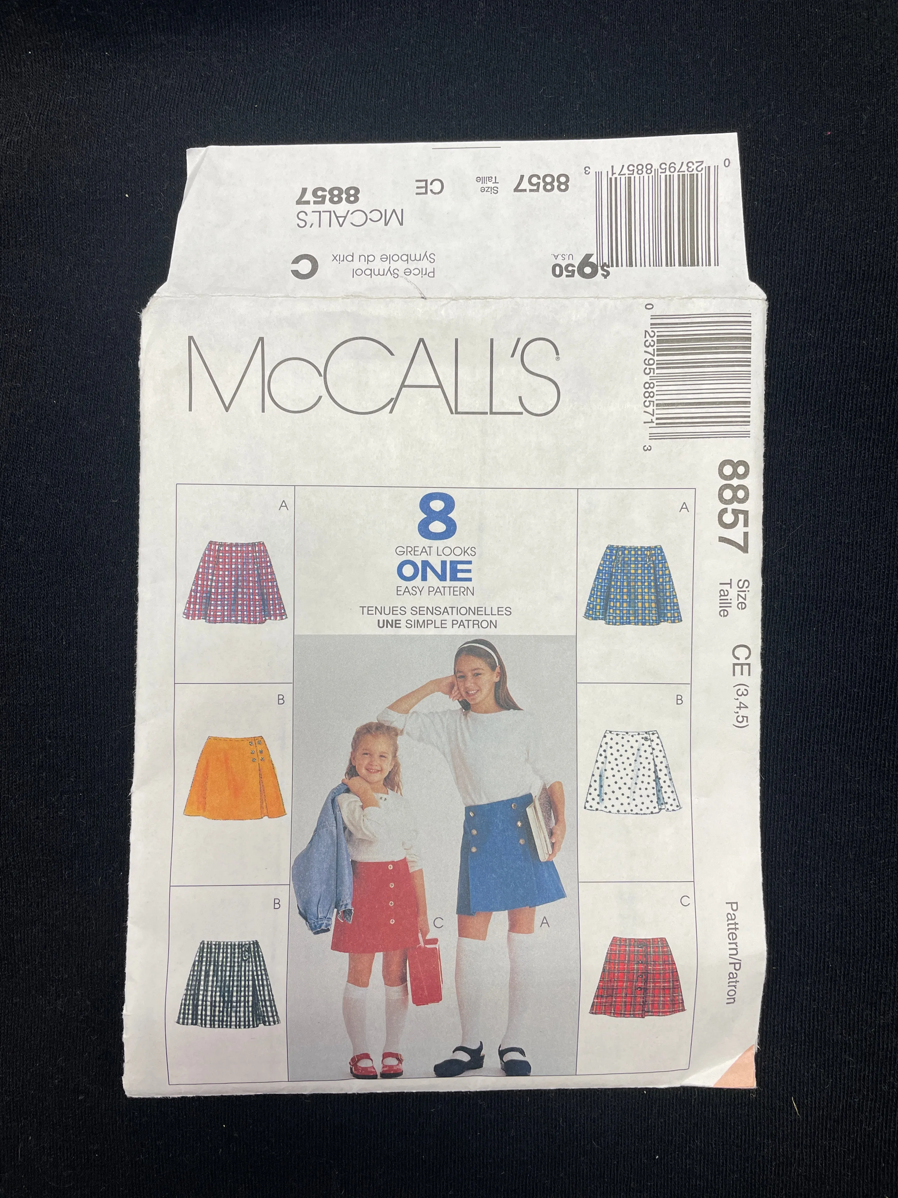 1997 McCall's 8857 Sewing Pattern - Child's Skirts FACTORY FOLDED