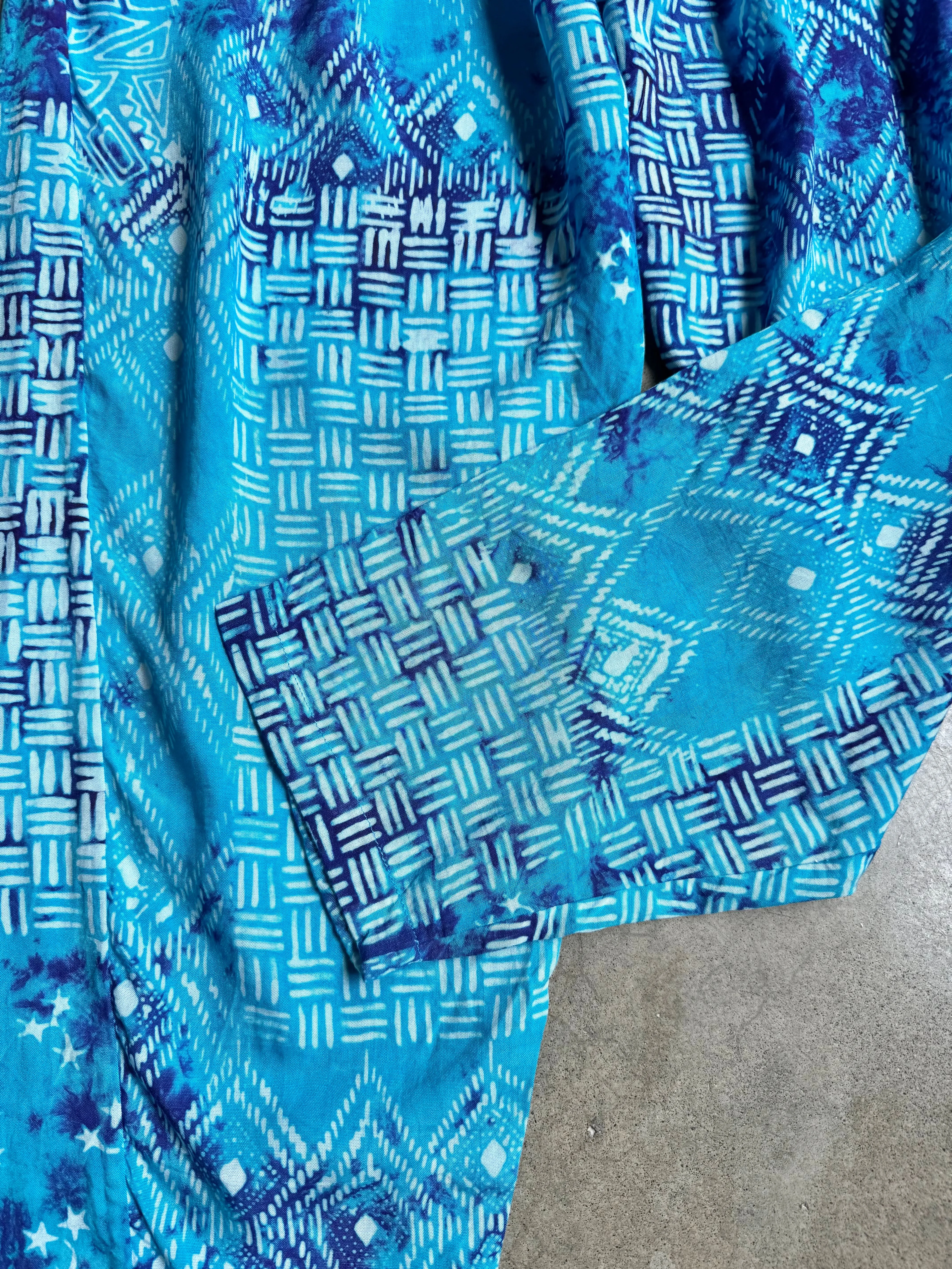 80s Vintage Blue Tie-Dye Multi-Pattern Pants (M)