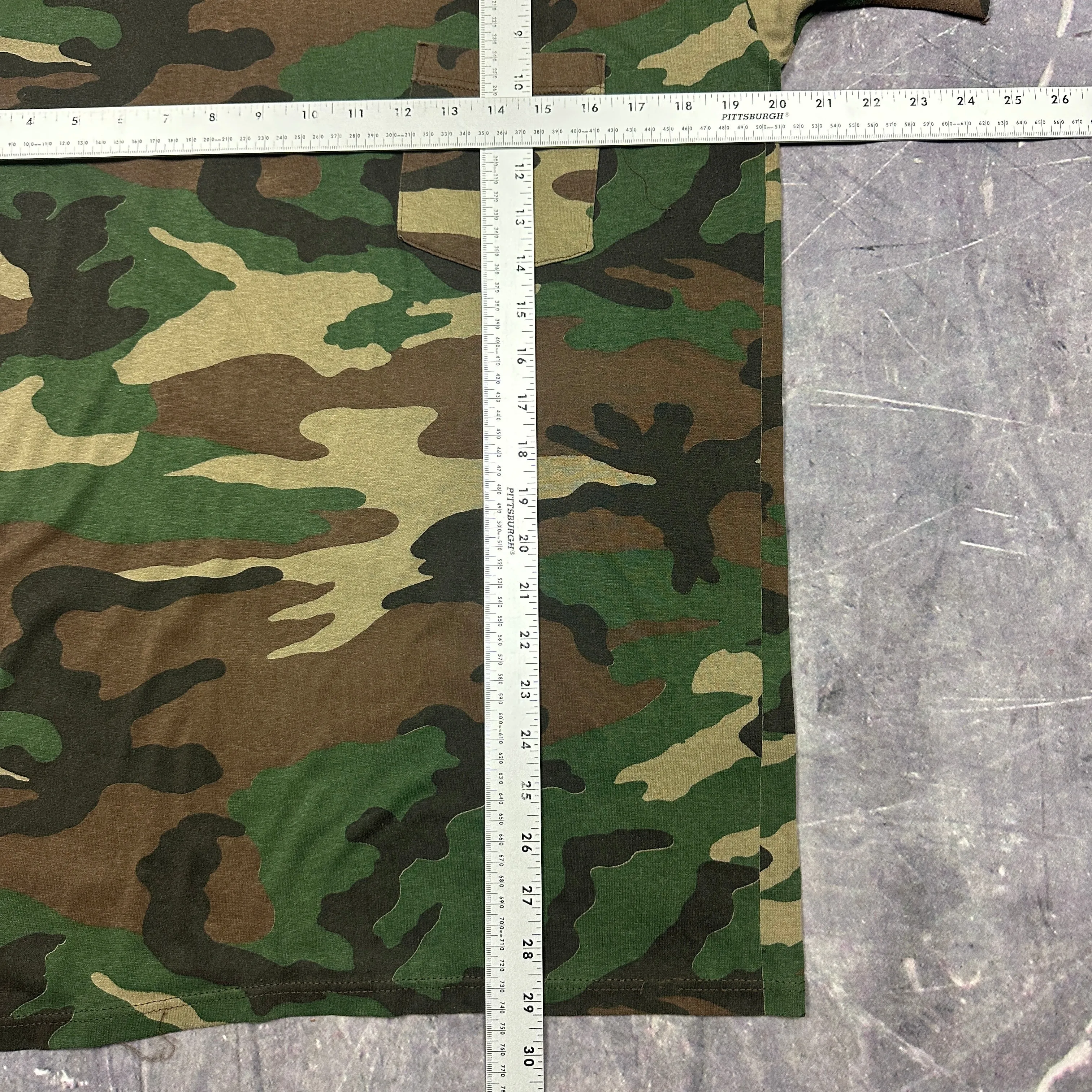 90s Single Stitched Woodland Camo Essential Pocket Shirt M K02
