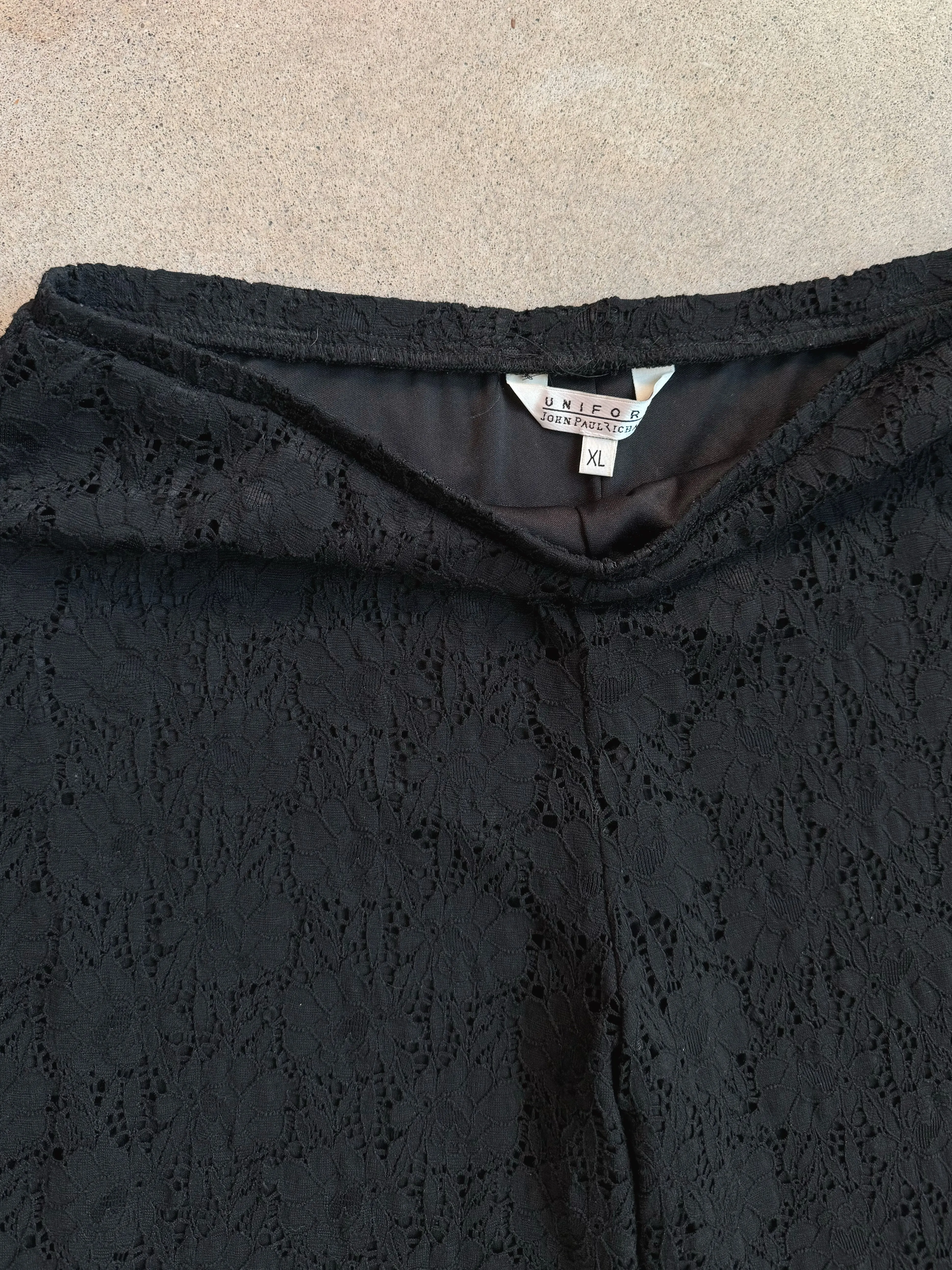 90s/Y2K John Paul Richard Black Lace Pants (XL)