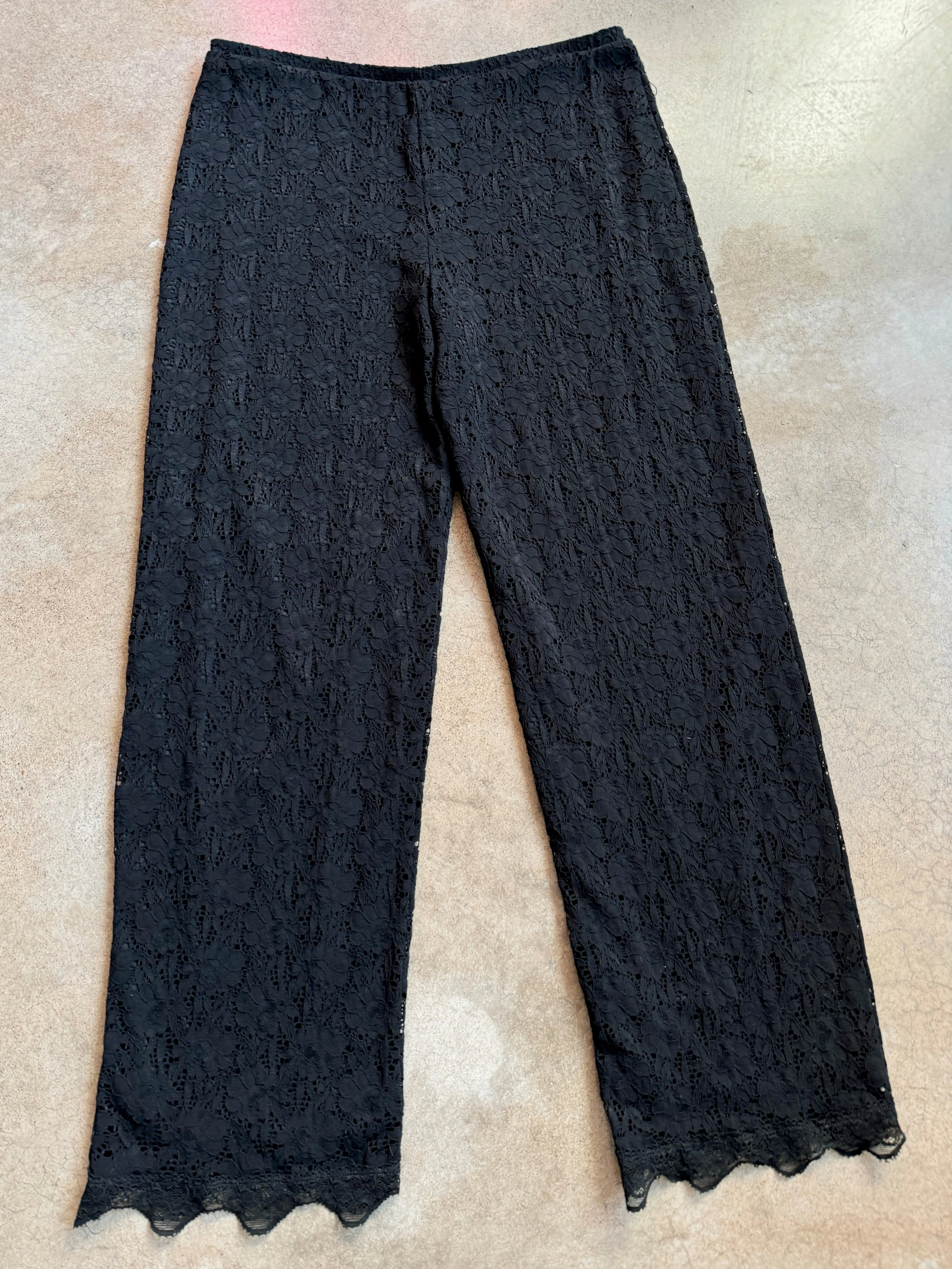 90s/Y2K John Paul Richard Black Lace Pants (XL)
