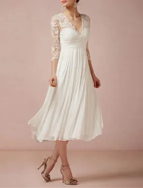Bridal Shower Vintage 1940s / 1950s Simple Wedding Dresses Wedding Dresses Ball Gown Scoop Neck Long Sleeve Ankle Length Satin Bridal Gowns With Appliques Solid Color
