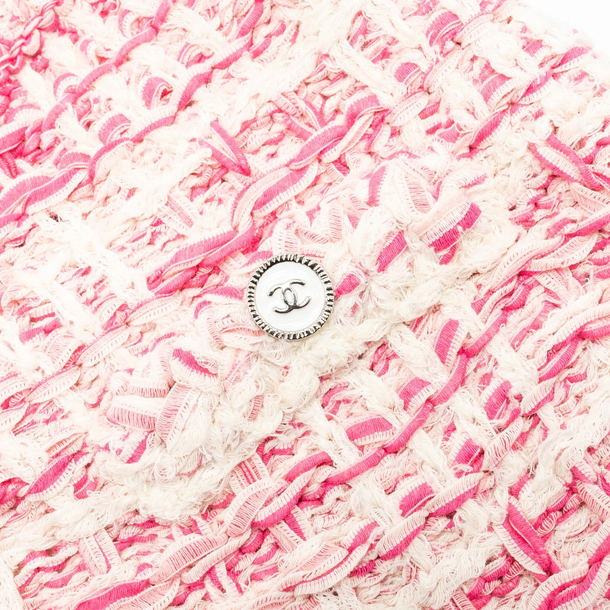 Chanel 24P size 34 sweater and skirts suit cotton pink/ Ecru