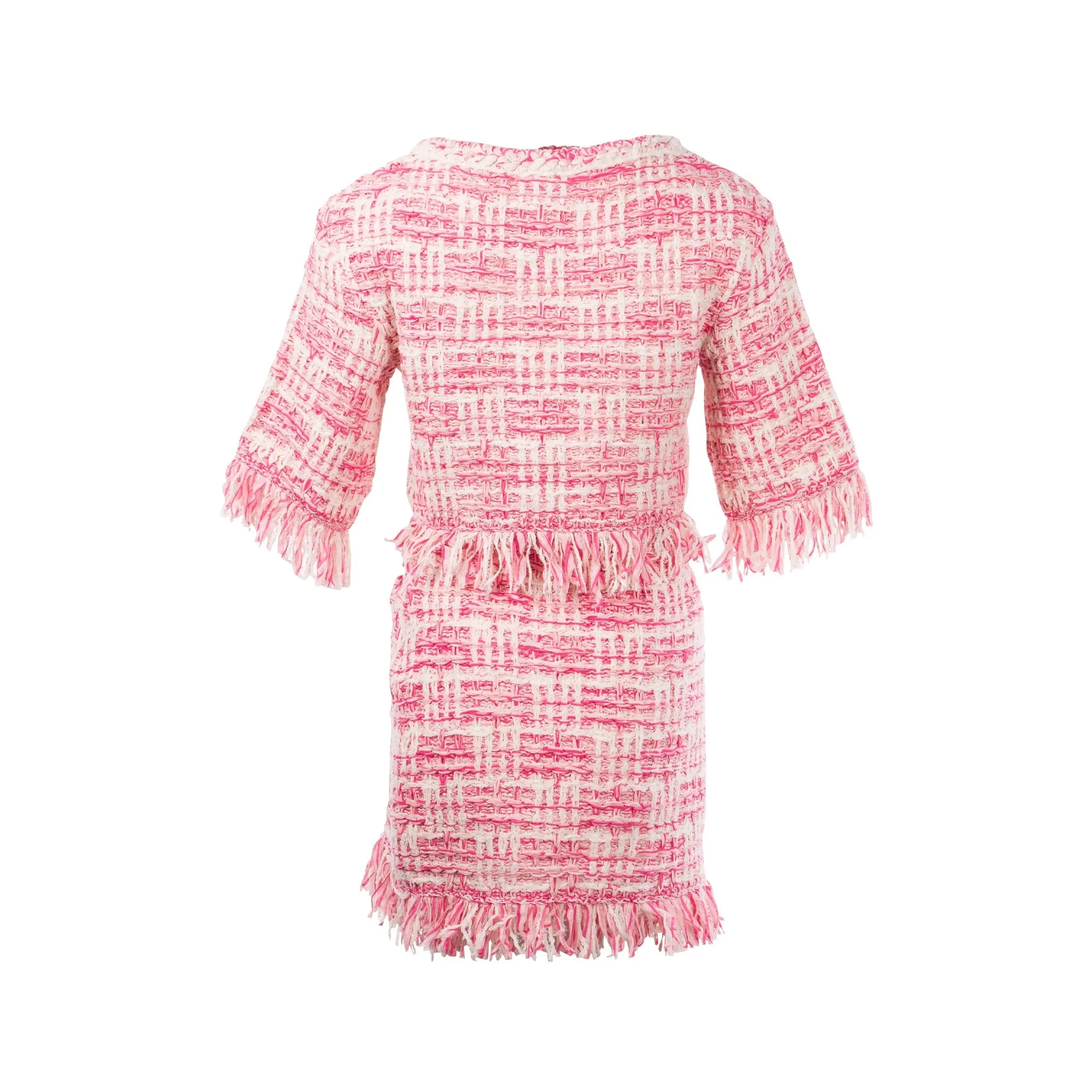 Chanel 24P size 34 sweater and skirts suit cotton pink/ Ecru