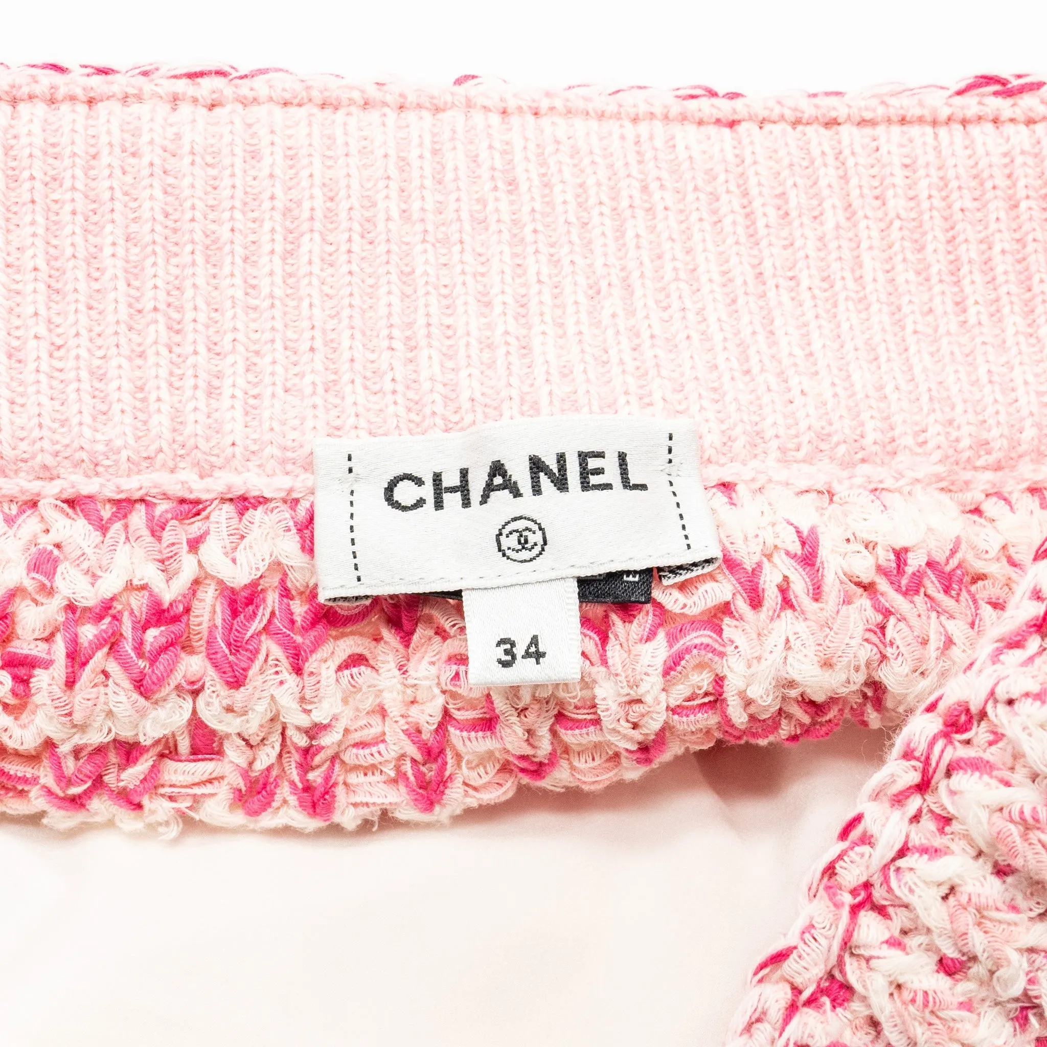Chanel 24P size 34 sweater and skirts suit cotton pink/ Ecru