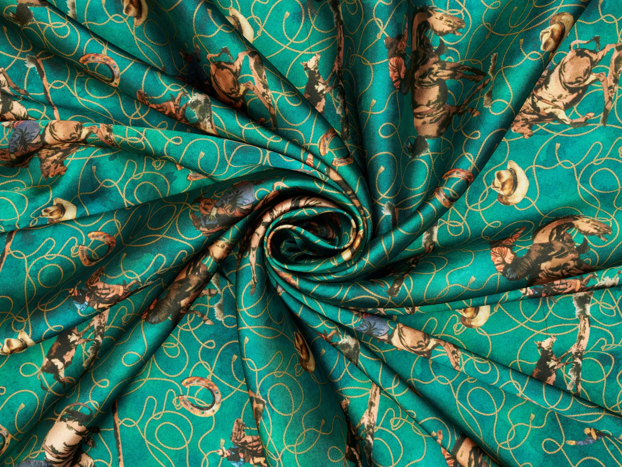 Cowboys Silky Satin Charmeuse print - fabric by the yard -  sublimation print