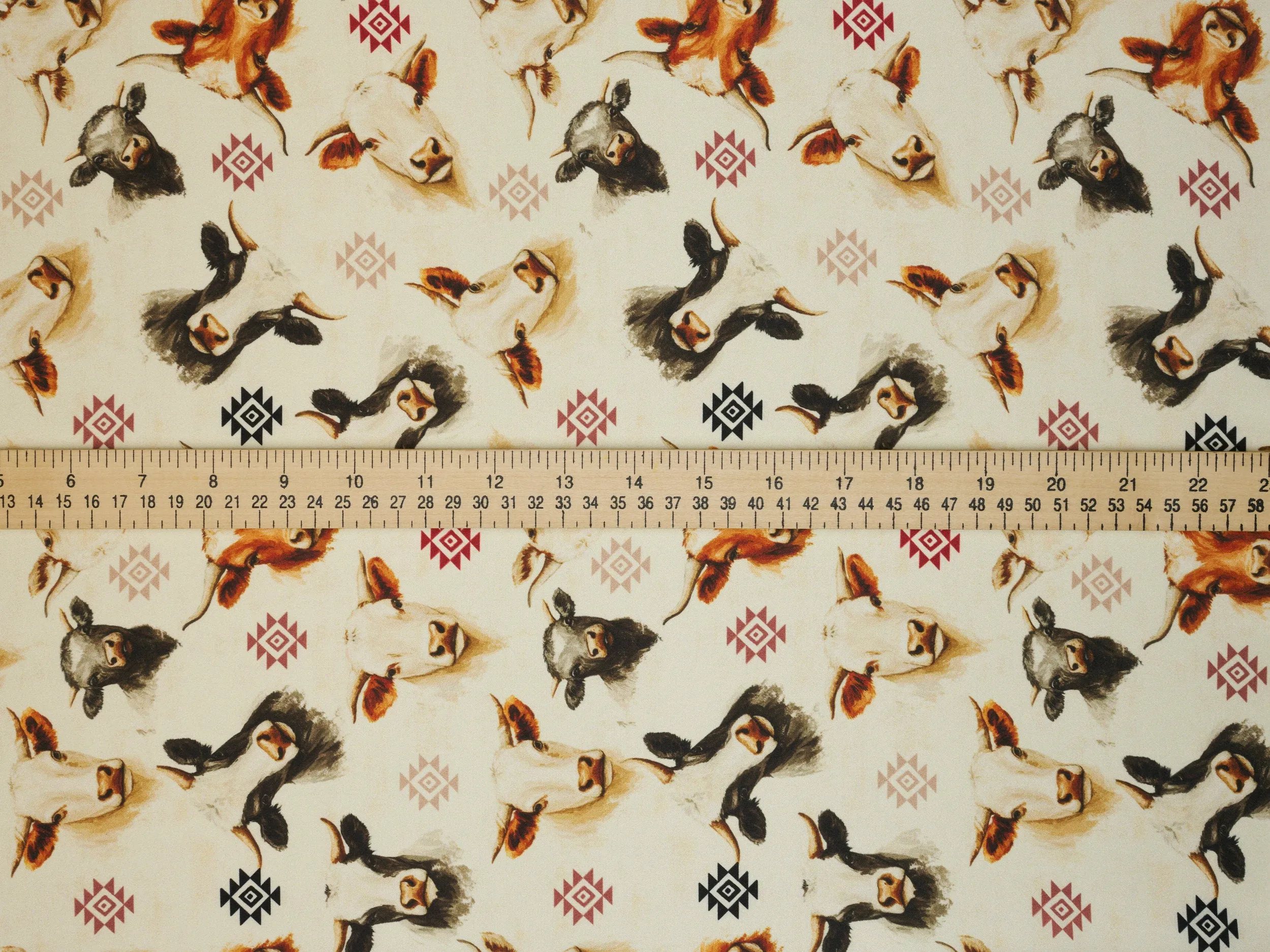 Cows Tribal  Silky Satin Charmeuse print - fabric by the yard -  sublimation print