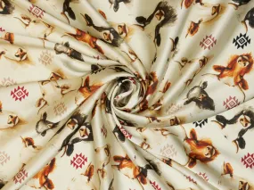 Cows Tribal  Silky Satin Charmeuse print - fabric by the yard -  sublimation print