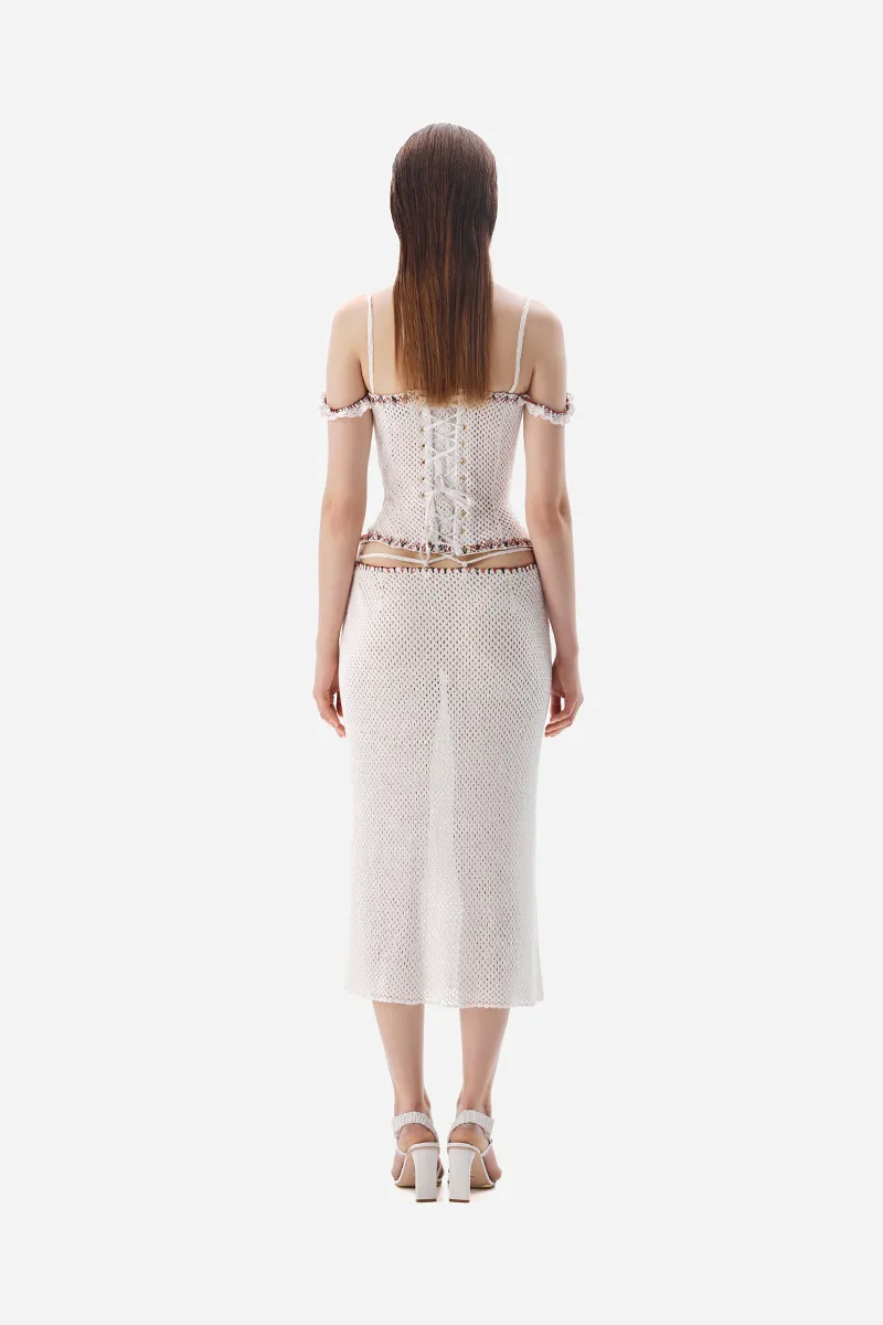 CROCHET KNIT CORSET IN WHITE
