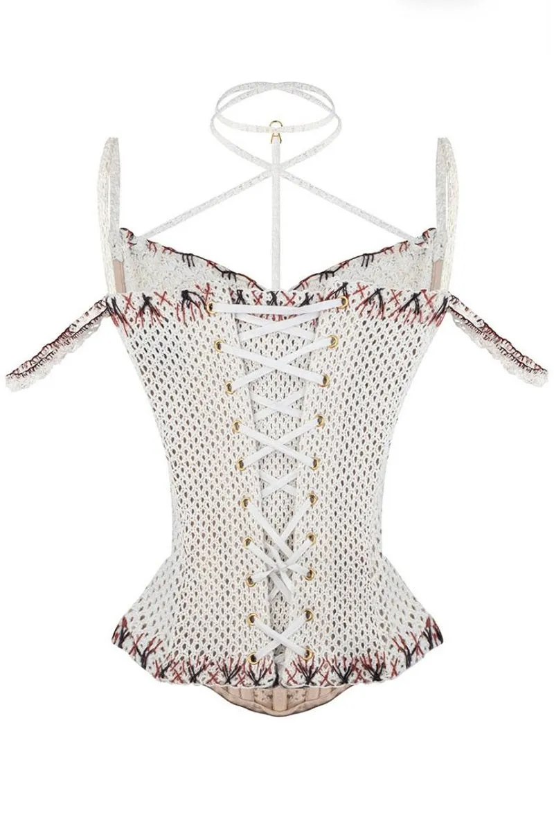CROCHET KNIT CORSET IN WHITE