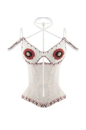 CROCHET KNIT CORSET IN WHITE