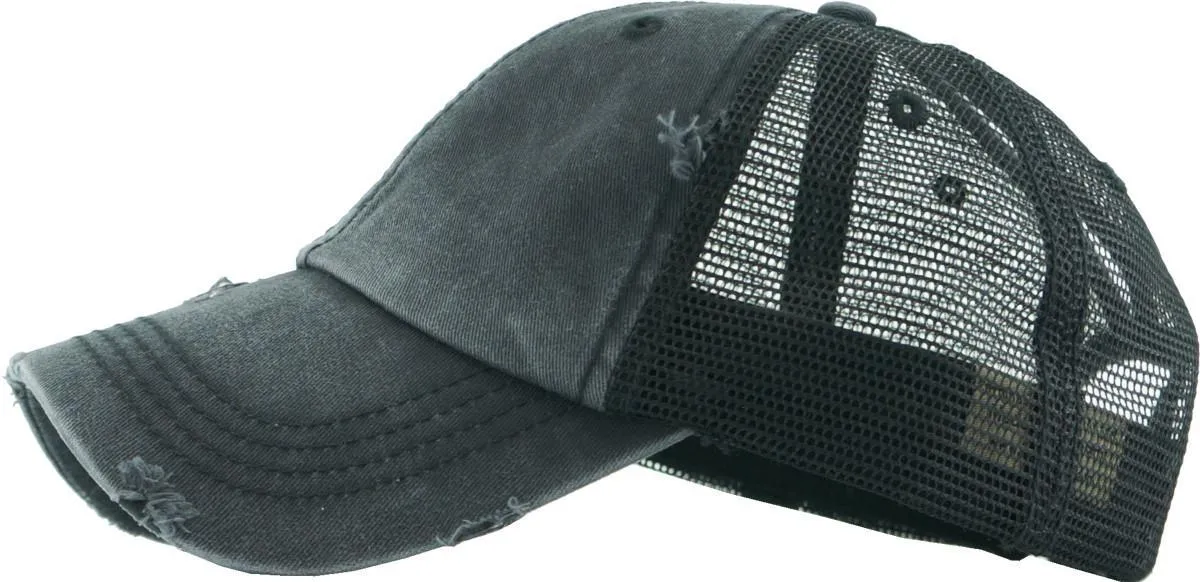 DENIM PONYTAIL ICON LOGO PATCH HAT