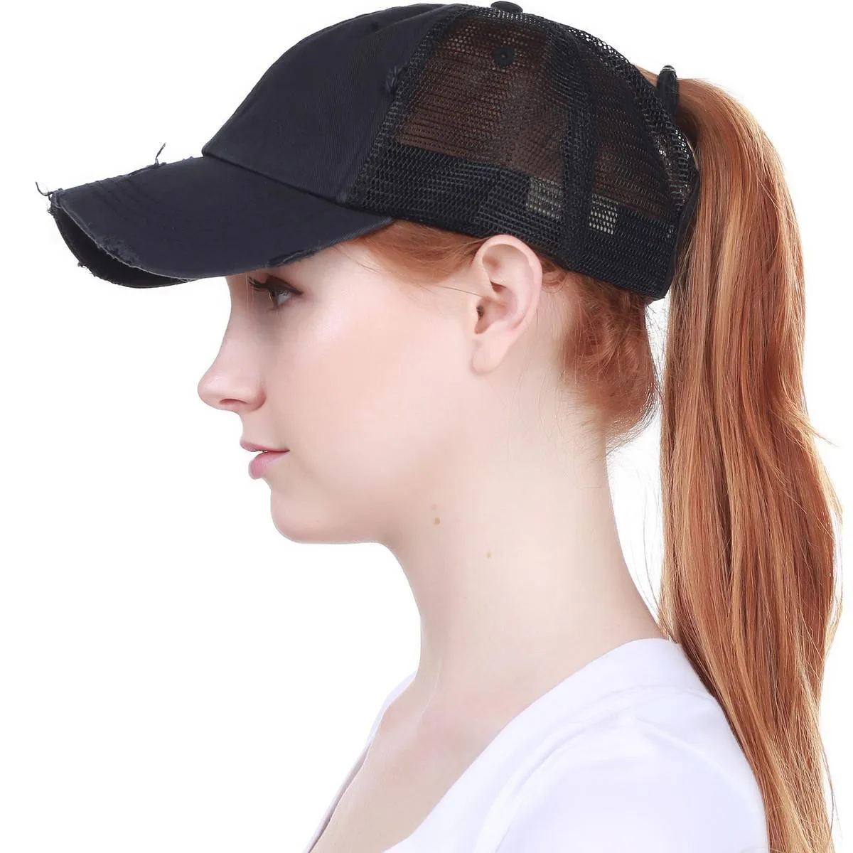 DENIM PONYTAIL ICON LOGO PATCH HAT