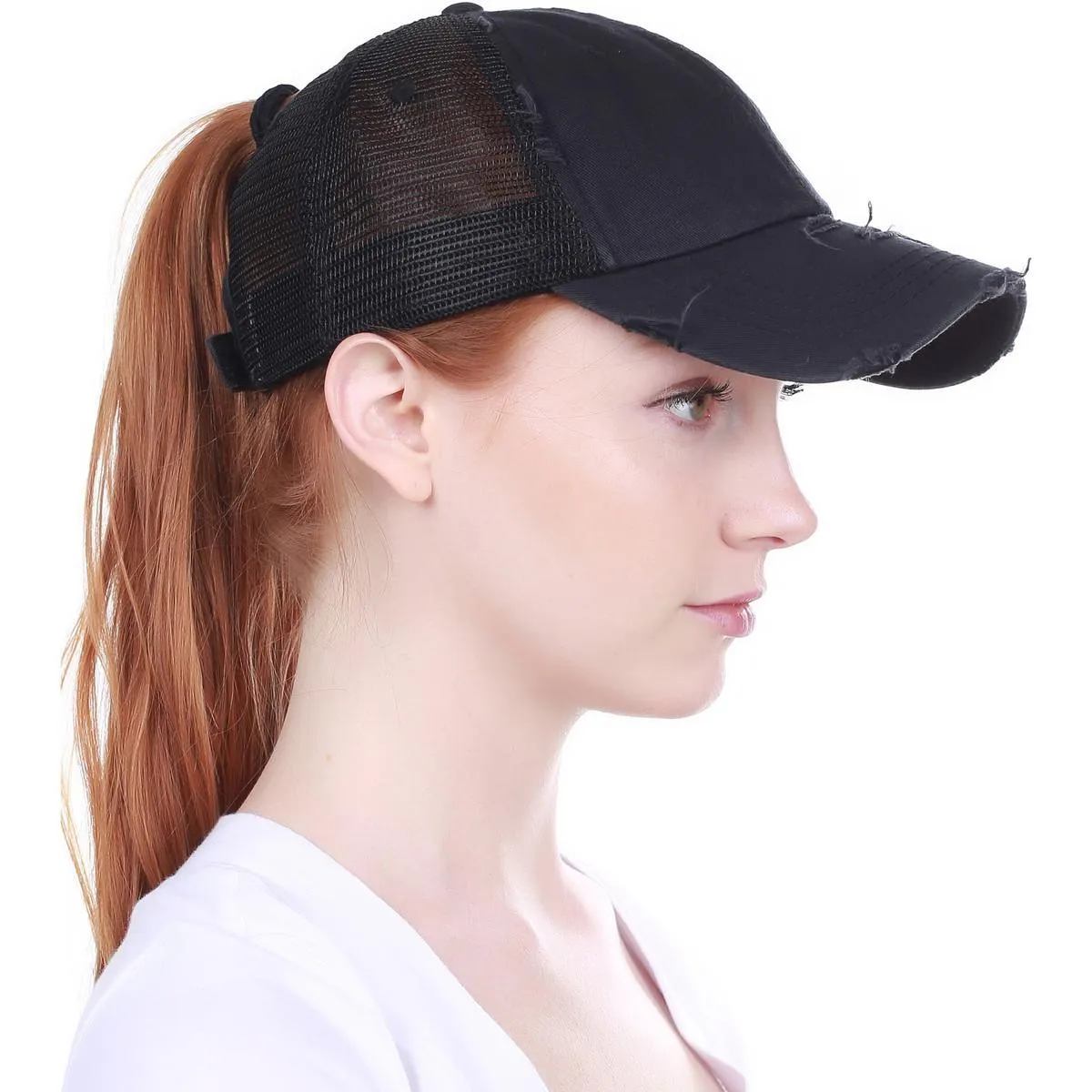 DENIM PONYTAIL ICON LOGO PATCH HAT
