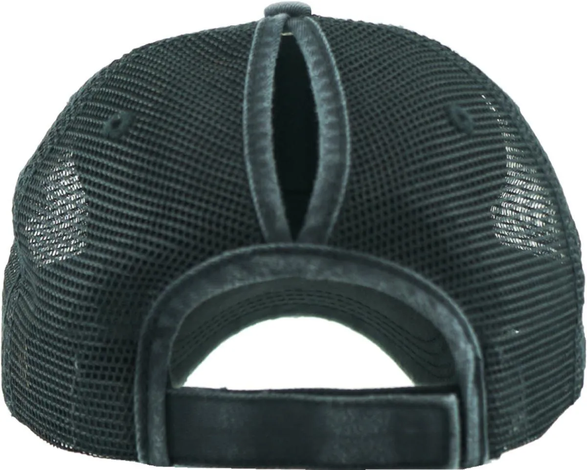 DENIM PONYTAIL ICON LOGO PATCH HAT