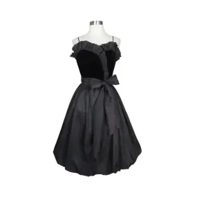 Elegant Formal Women's Dresses Spaghetti Straps Black A Line Short Prom Dress Vintage Ruffle Party Dress