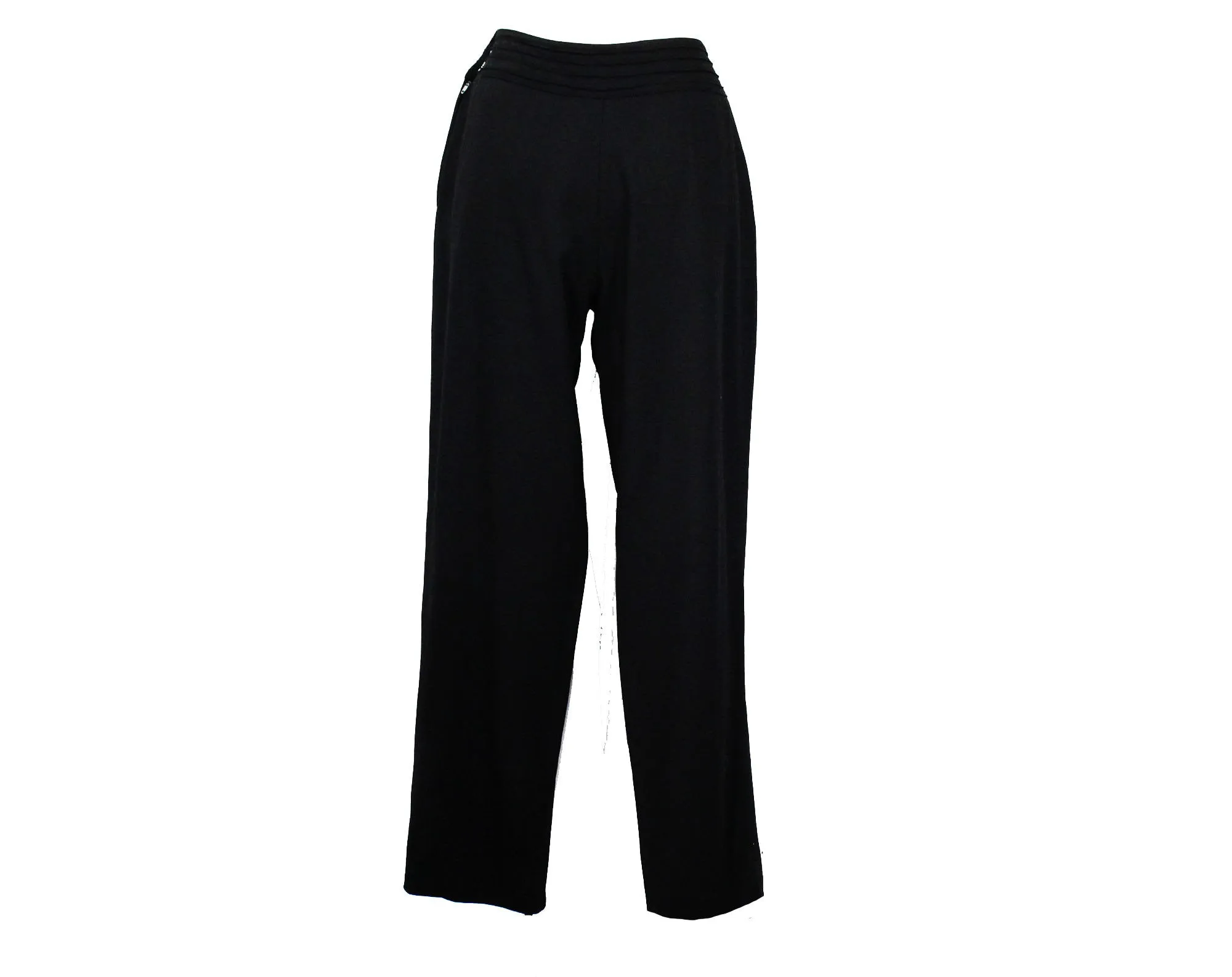 Giorgio Armani Size 12 Black Pant - Classic Minimalist 1980s 90s Tailored Crepe Ladies Pants - Tapered Legs - Ridged Waistband - Waist 29.5