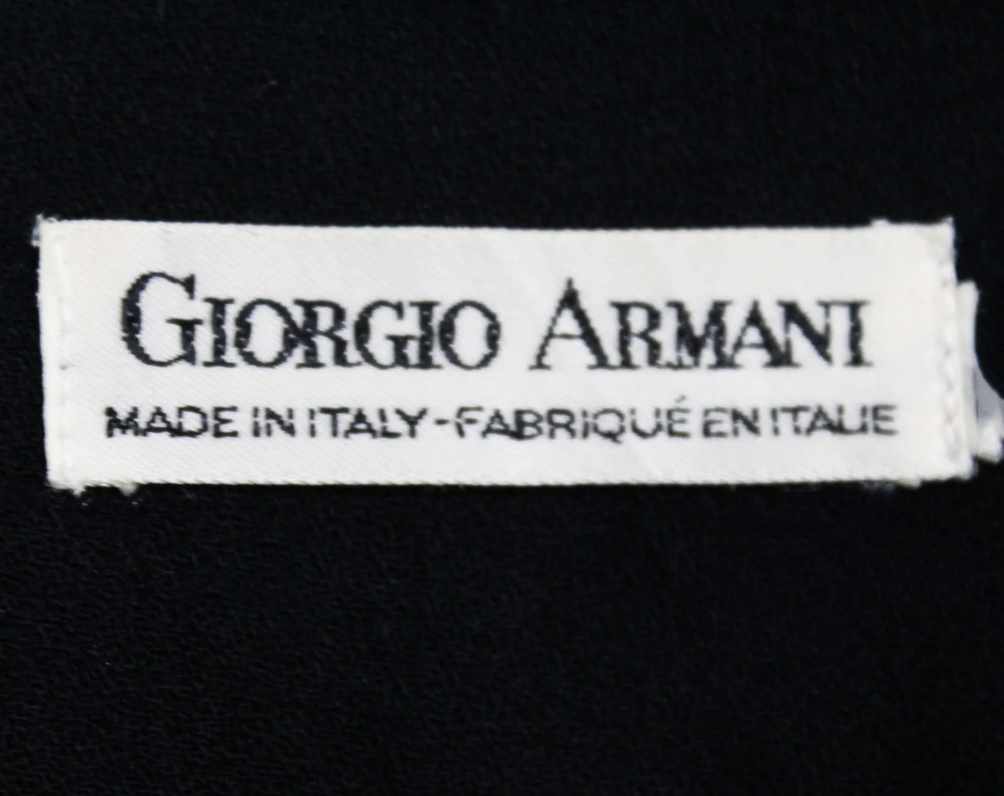 Giorgio Armani Size 12 Black Pant - Classic Minimalist 1980s 90s Tailored Crepe Ladies Pants - Tapered Legs - Ridged Waistband - Waist 29.5