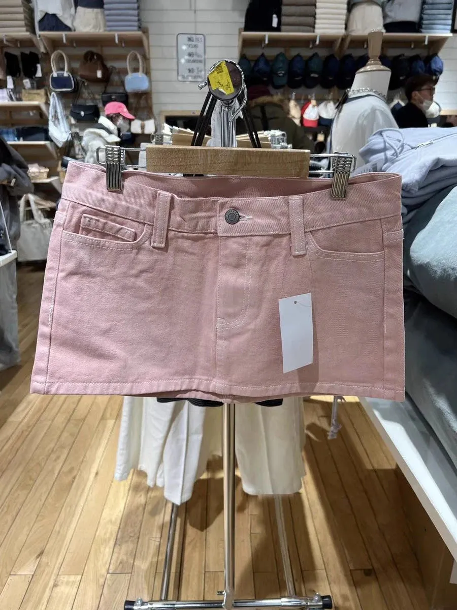 Girlary American Vintage Denim Mini Skirts Women Summer Fashion High Waist Straigth Short Faldas Casual Fashion Streetwear Cotton Skirt