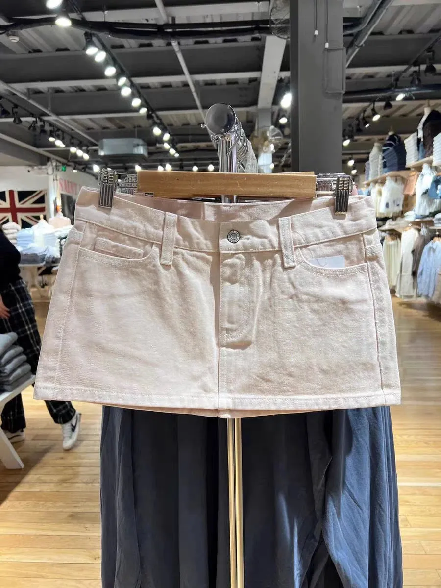 Girlary American Vintage Denim Mini Skirts Women Summer Fashion High Waist Straigth Short Faldas Casual Fashion Streetwear Cotton Skirt