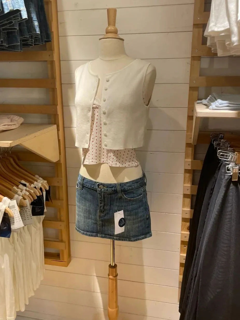 Girlary American Vintage Denim Mini Skirts Women Summer Fashion High Waist Straigth Short Faldas Casual Fashion Streetwear Cotton Skirt