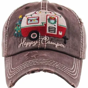 HAPPY CAMPER CHRISTMAS BALLCAP - BROWN