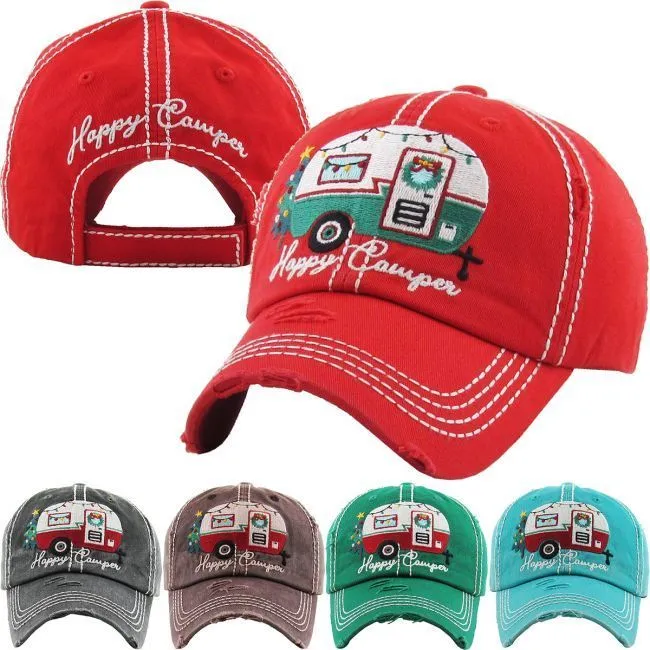 HAPPY CAMPER CHRISTMAS BALLCAP - BROWN