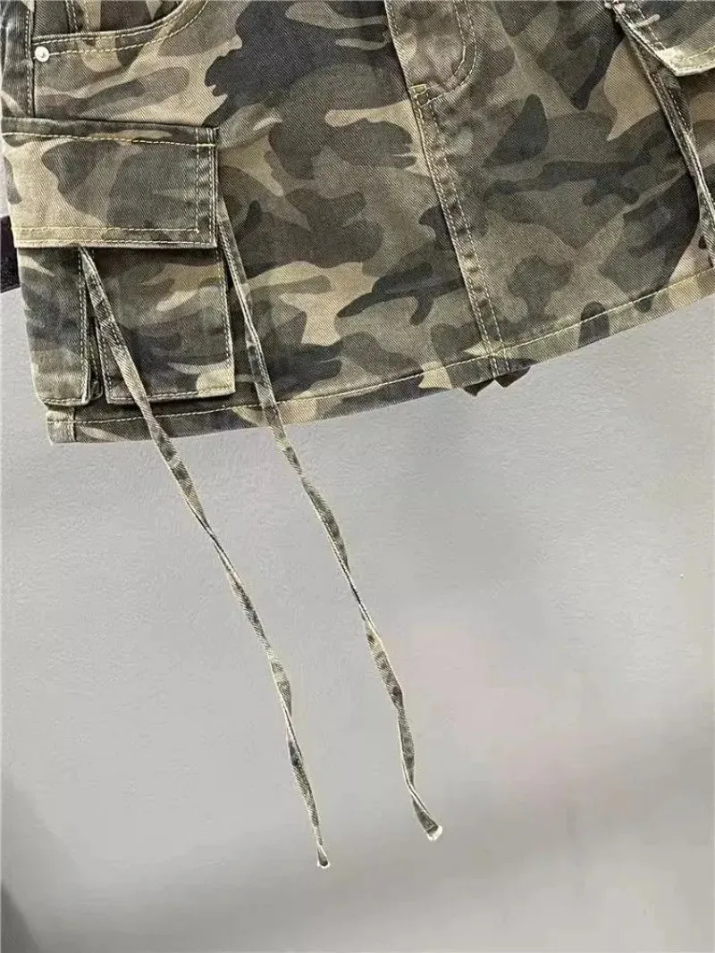 LVSANW 2024 Autumn New Fashion Vintage Camouflage Frock Skirt Female Y2K Street Harajuku Slim Hot Girl A-bag Hip Skirt Denim Skirt