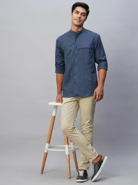 Mens Regular Fit Navy Cotton Shirt - Comfortable and Stylish Everyday Wear