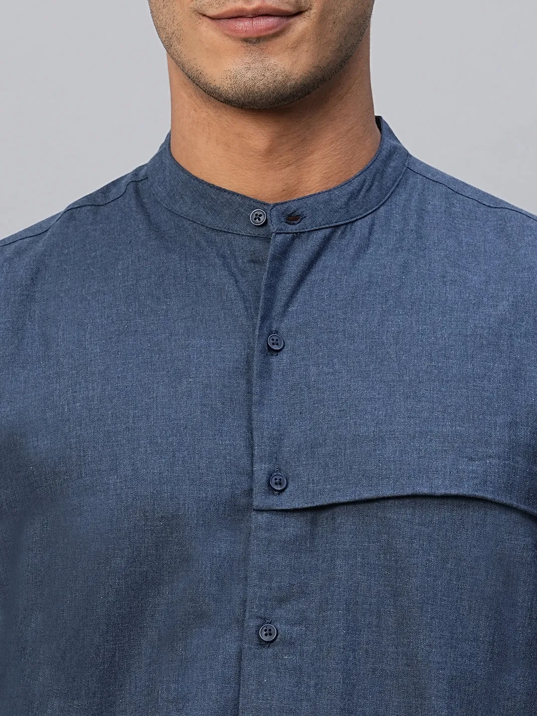 Mens Regular Fit Navy Cotton Shirt - Comfortable and Stylish Everyday Wear