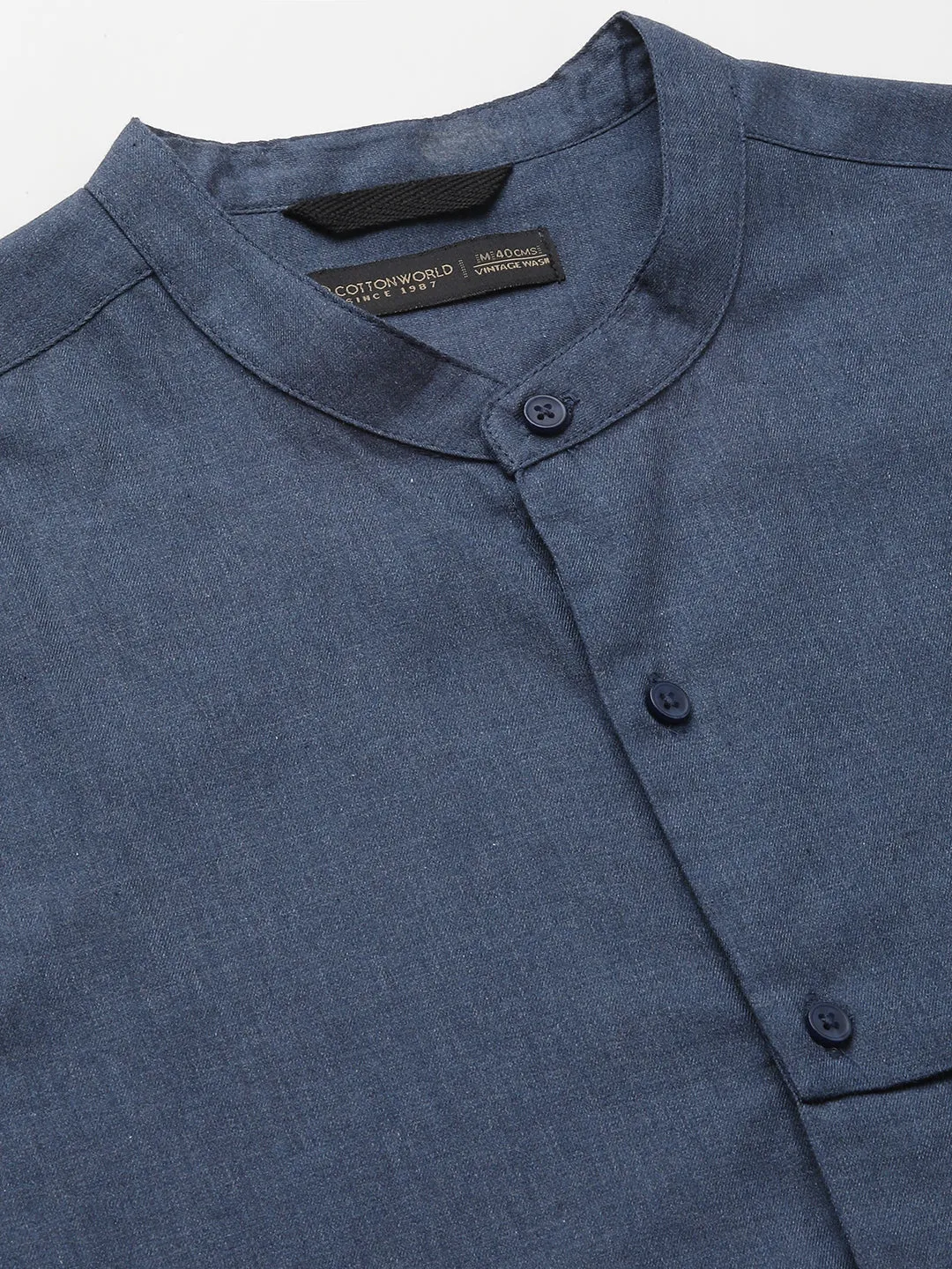Mens Regular Fit Navy Cotton Shirt - Comfortable and Stylish Everyday Wear