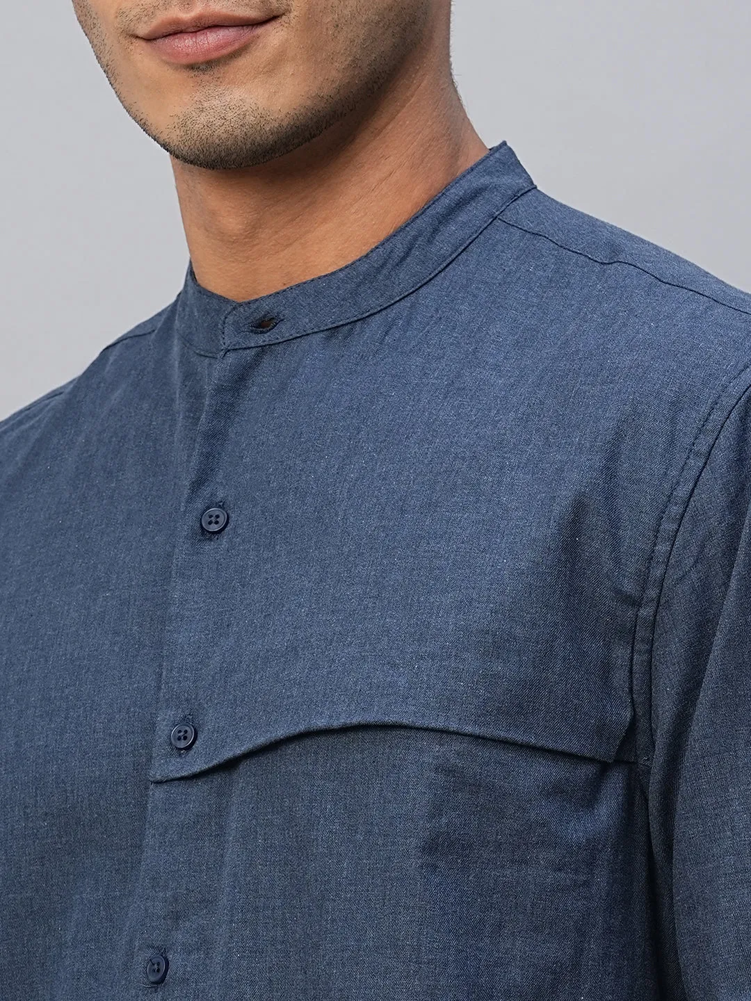 Mens Regular Fit Navy Cotton Shirt - Comfortable and Stylish Everyday Wear