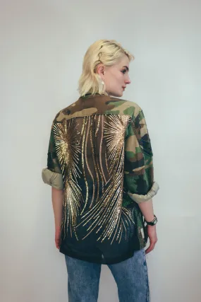Party Back Shirt - Gold Star - Long Sleeve Camo