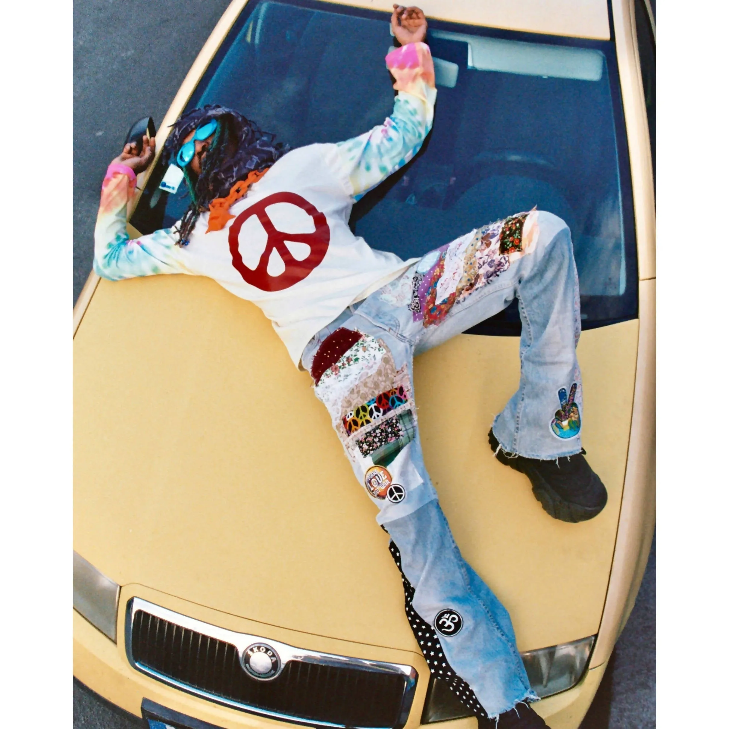 PATCHWORK DENIM PANTS