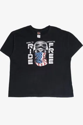 "Born To Ride Land Of The Free" Skull Harley Davidson T-Shirt