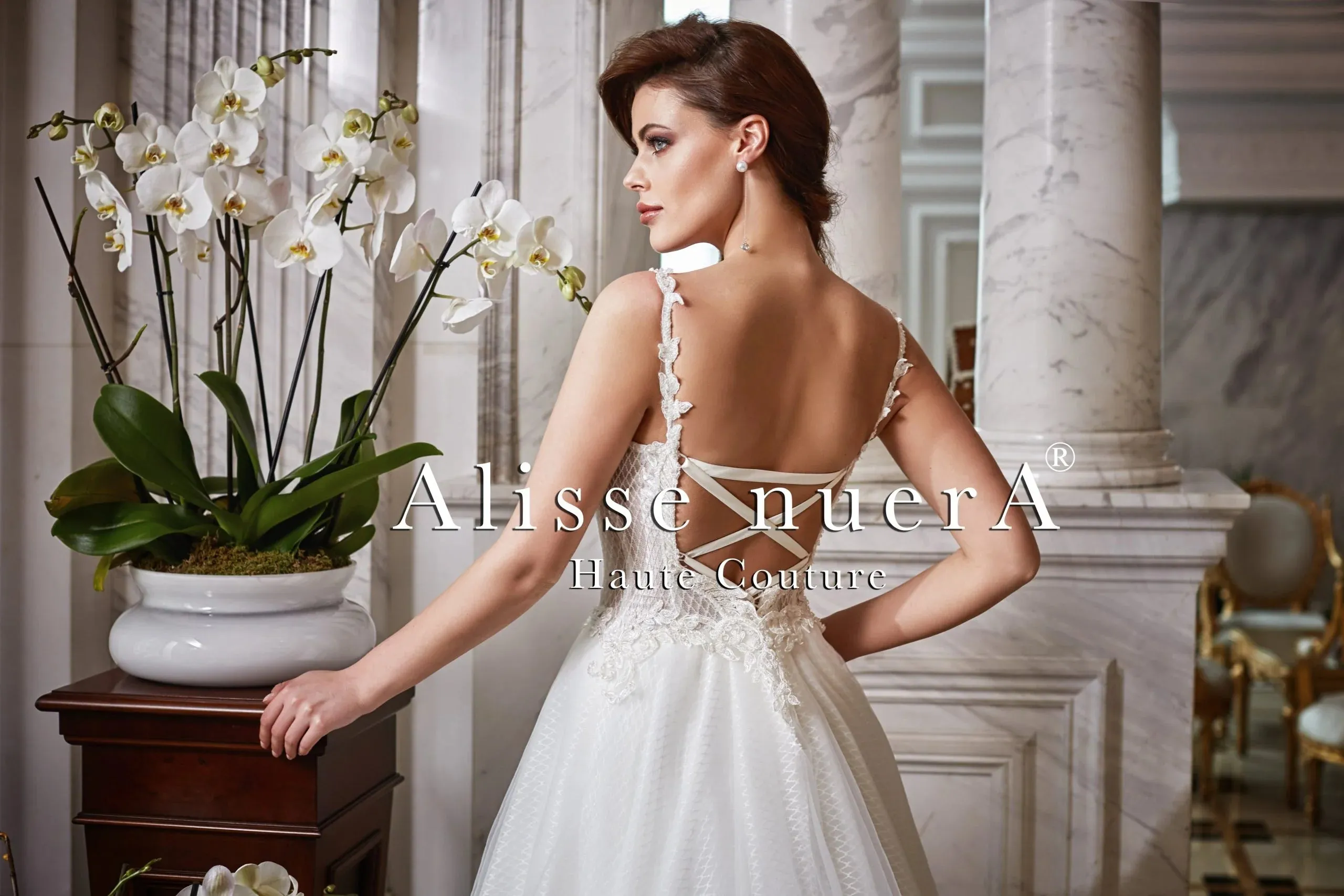 Romantic Embroidery Design Criss Cross Open Back Fishnet Tulle Wedding Dress