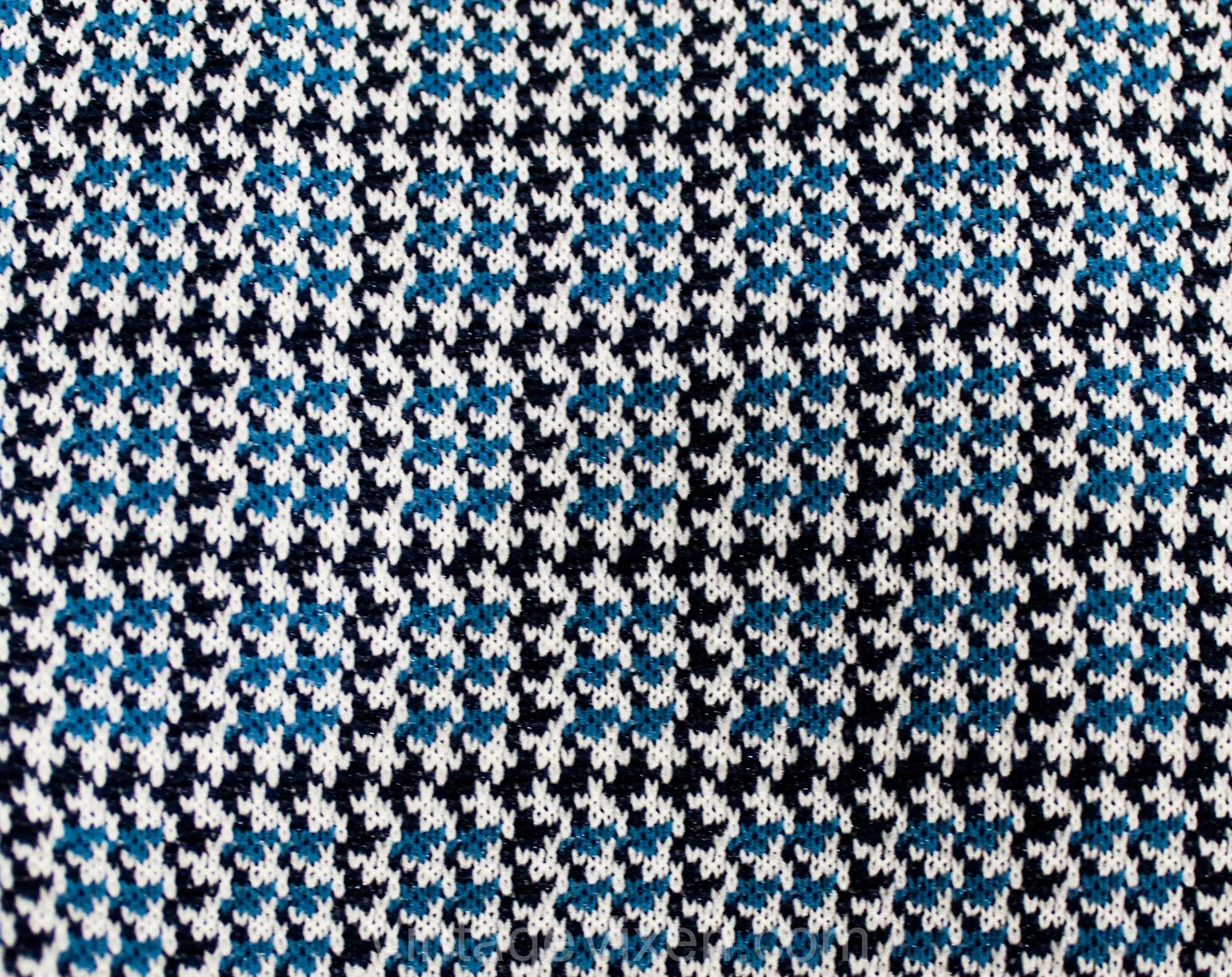 Teen Size 14 16 Blue Polyester 1960s Pants - Teenage Boy's 60s Mod Trouser - Late 60s 70s Houndstooth Double Knit - Waist 27 - NOS Deadstock