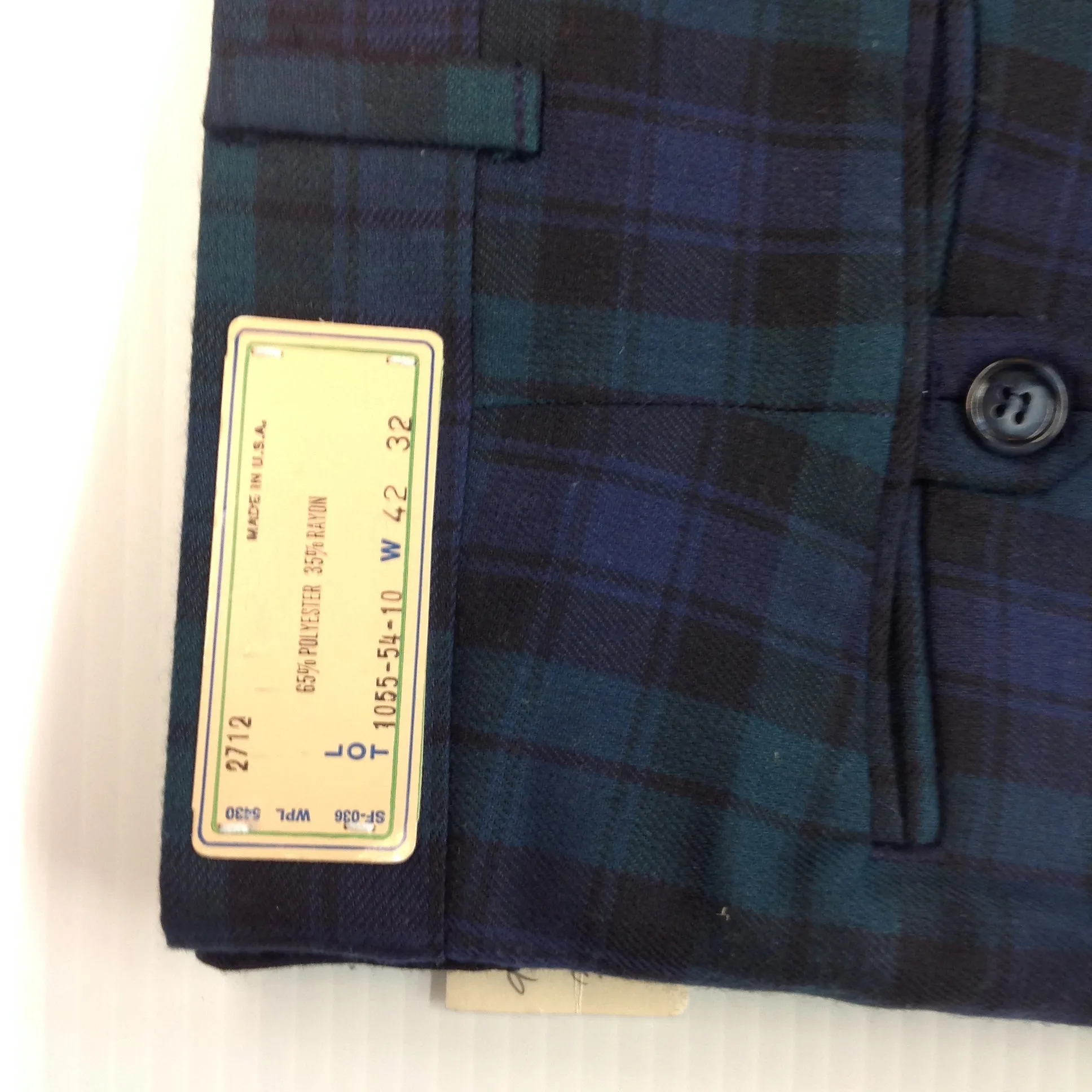 Vintage 2001 New with Tags Jacobson's of Detroit Plaid Tartan Golf Pants 42 x 32