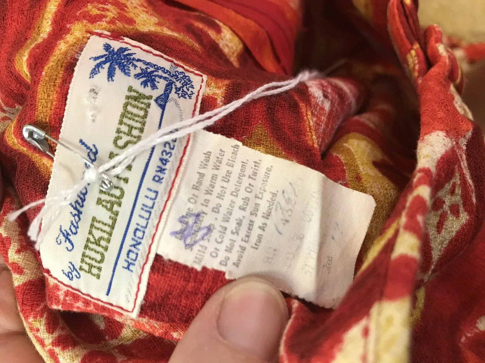 Vintage 60s Mod Cotton Barkcloth Hawaiian Orange Red Psychadelic Maxi Dress 12