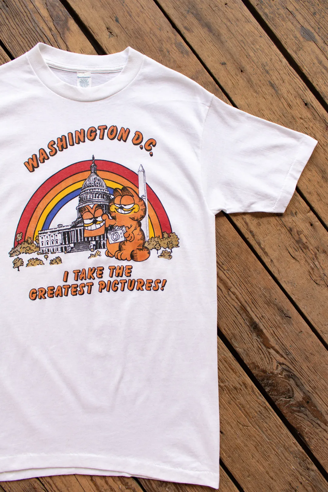 Vintage 70s/80s Washington DC Garfield Selfie Tee - Small