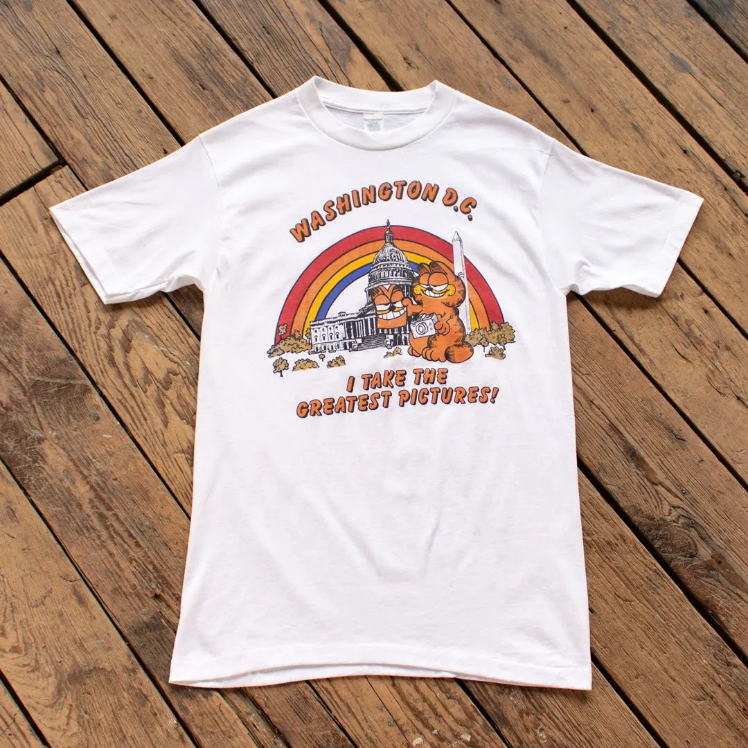 Vintage 70s/80s Washington DC Garfield Selfie Tee - Small