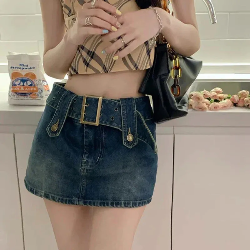 Vintage Black Grunge Y2K High Waist Mini Skirt